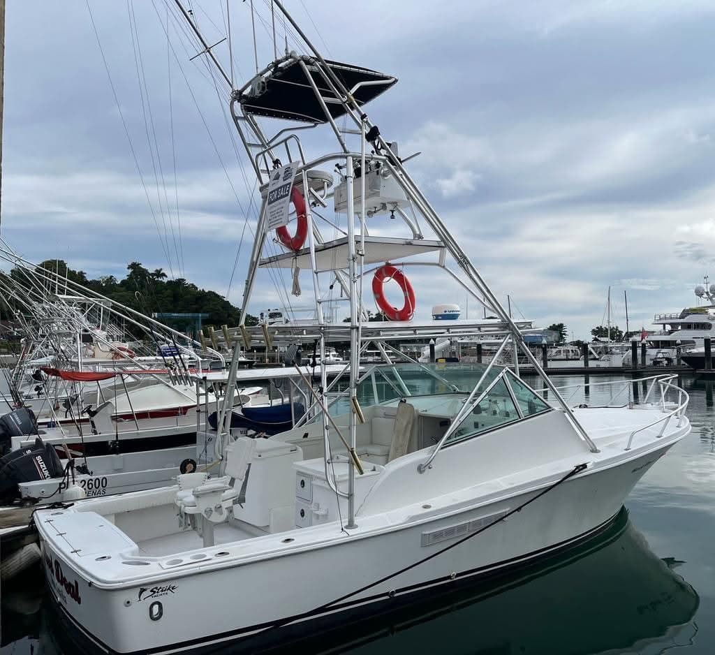 The charter boat docked at Marina Pez Vela